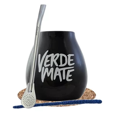 Sort Verde Mate-kurv + bombilla-sæt