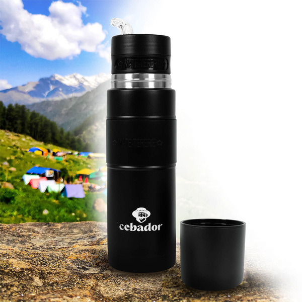 Yerbomos XL ALL IN ONE - 750ml - Mate-kop, termokande og bombilla i én (sort)