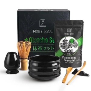 Gavesæt: japansk ceremoniel matcha + matchawan + bambustilbehør
