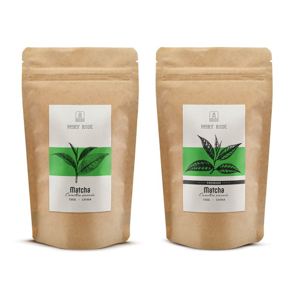 Sæt med 2 kinesiske matcha‑teer: premium + kulinarisk