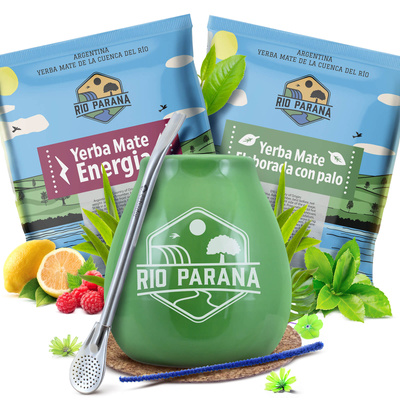 Yerba Mate Rio Parana sæt 2x50g Kalabas + Bombilla