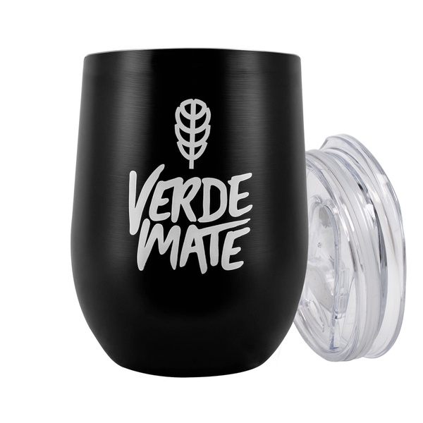 TermoLid – termokop til yerba mate med låg – Verde Mate (sort) – 350 ml