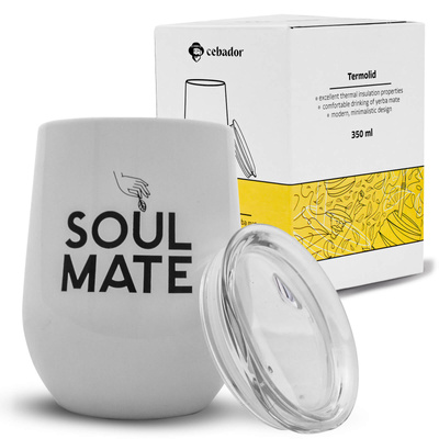 TermoLid – termokop til yerba mate med låg – Soul Mate (hvid) – 350 ml