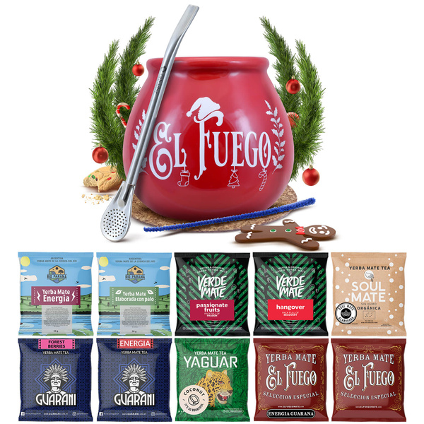 Yerba Mate 10x50g 500g prøvesæt + tilbehør