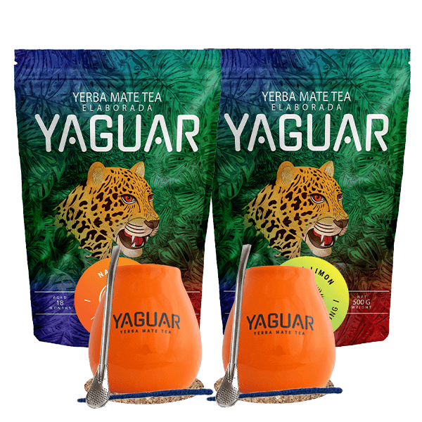Yerba Mate-sæt Yaguar Naranja 500g + Yaguar Menta Limon 500g