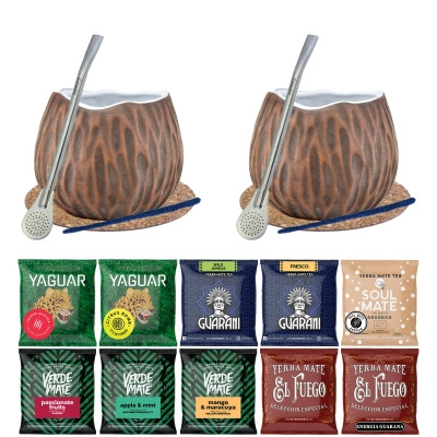 Yerba Mate Sæt 10x50 2x Kalabas + 2x Bombilla