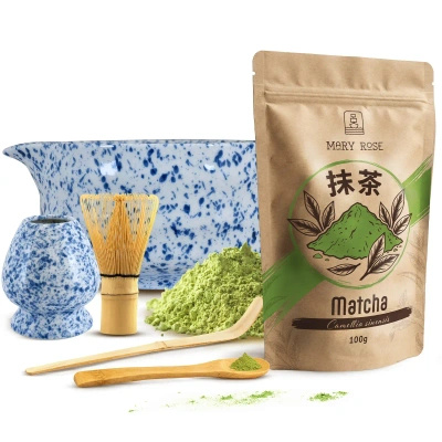 Sæt til brygning af matcha-te: matcha 100g + tilbehør