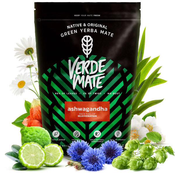 Yerba Verde Mate Ashwagandha 500g termokande sæt 