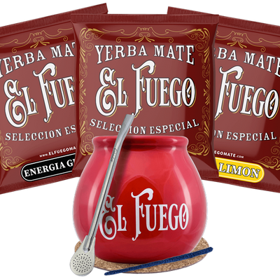 Yerba Mate El Fuego Calabash Bombilla startsæt