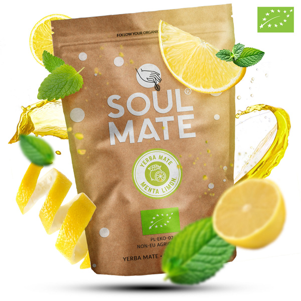 Yerba Mate Sæt Soul Mate Organica Menta Limon 500g 0,5kg Kalabas + Bombilla