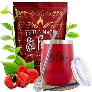 Yerba Mate Sæt El Fuego Energia Guarana 500g 0,5kg + TermoLid + Bombilla