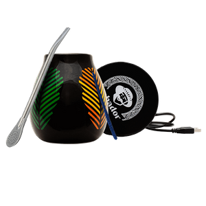 Sæt med Tilbehør til Yerba Mate: USB-kopholdervarmer + Kalabas + Bombilla