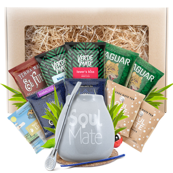 Yerba Mate Gavesæt 10x50g 500g Kalabas + Bombilla