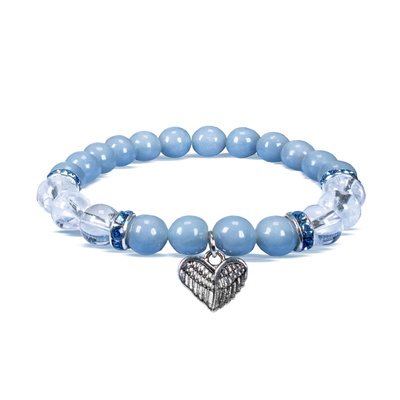Armbånd med angelit og bjergkrystal – Heart