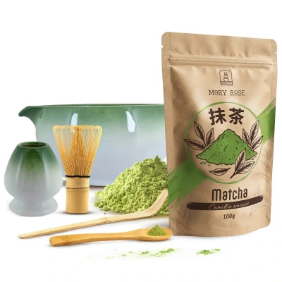 Sæt til brygning af matcha-te: matcha 100g + tilbehør