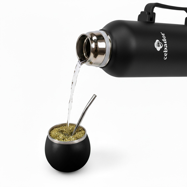 YerbaGo – Termokande med kalabas og bombilla 1,3 L – sort
