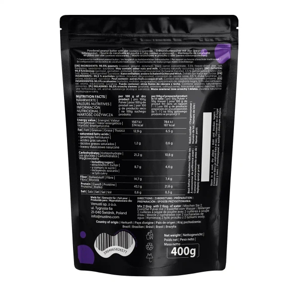 Nustino – Jordnøddesmør i pulverform – Ube (uden tilsat sukker) 400 g