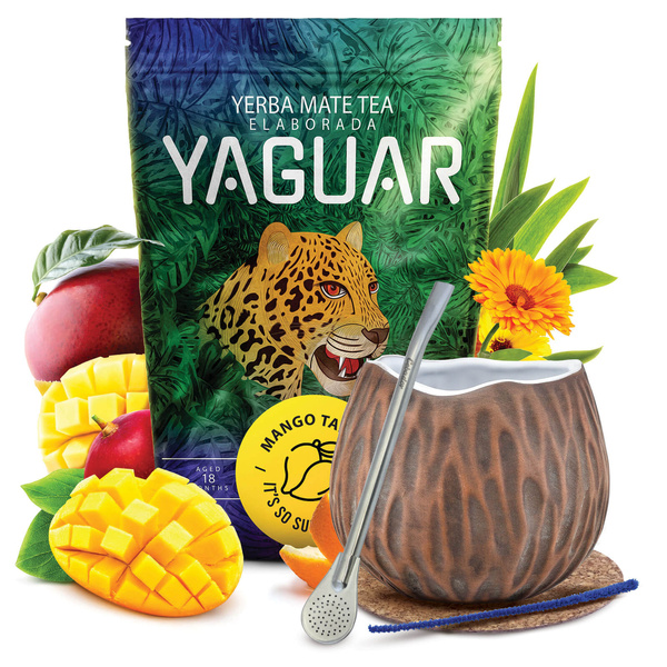 Yerba Mate Sæt Yaguar 500g 0,5kg Kalabas + Bombilla