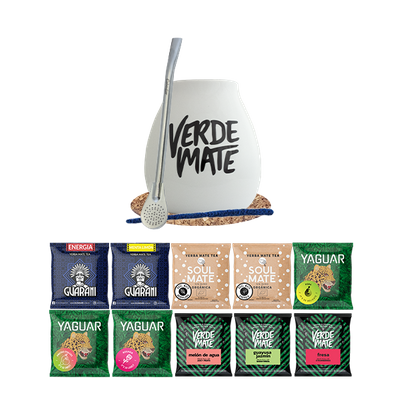 Sæt Yerba Mate Grøn 500g Gourd Bombilla 10x50g