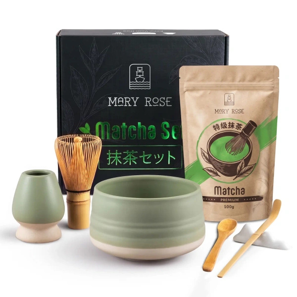 Gavesæt: matcha + matchawan + bambustilbehør