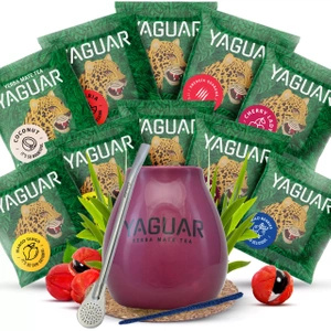 Sæt Yerba Mate Yaguar 10x50g Calabash Bombilla