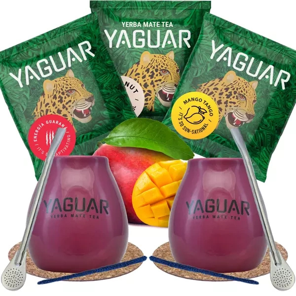 Yerba Mate Calabash Yaguar PREMIUM sæt til to personer