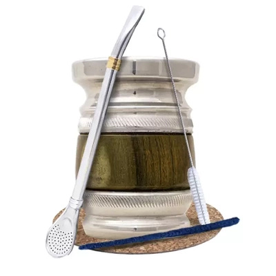 Yerba Mate sæt med tilbehør: Palo Santo + Bombilla Anillo