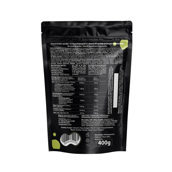 Nustino – Jordnøddesmør i pulverform – Pistachio & Chocolate (uden tilsat sukker) 400 g