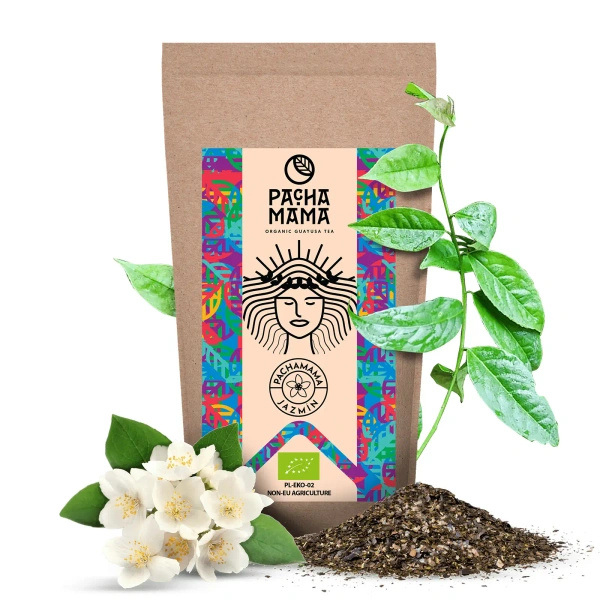 Sæt Guayusa Pachamama Jazmín 100g + Kalabas + Bombilla
