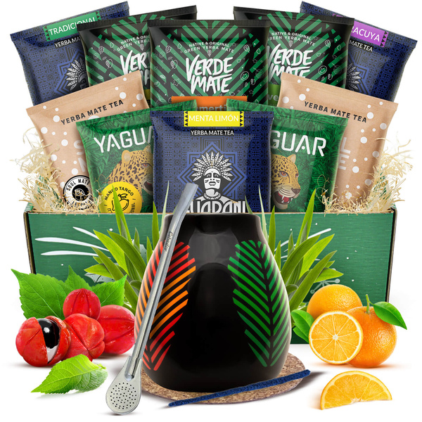Yerba Mate startsæt Kalabas + Bombilla 10x50g