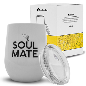 TermoLid – termokop til yerba mate med låg – Soul Mate (hvid) – 350 ml