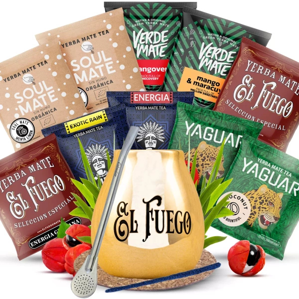 Yerba Mate sæt 10x50g Kalabas + Bombilla