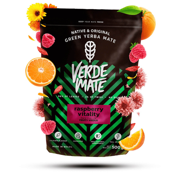 Yerba Mate sæt Verde Mate Raspberry 500g Kalabas + Bombilla