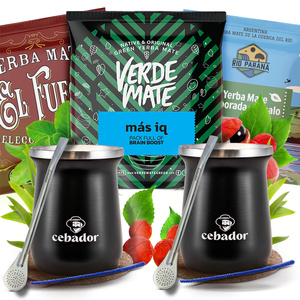 Yerba Mate Sæt til to 3x50g 150g 2x TermoMate + 2x Bombilla