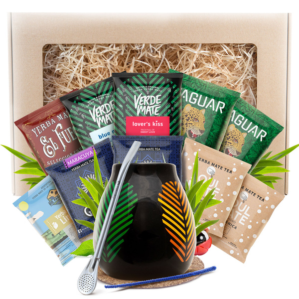 Yerba Mate Gavesæt 10x50g 500g Kalabas + Bombilla