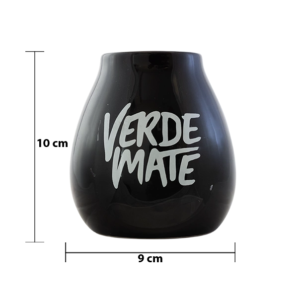 Mål på Verde Mate keramisk mate-kop: højde 10 cm, diameter 9 cm