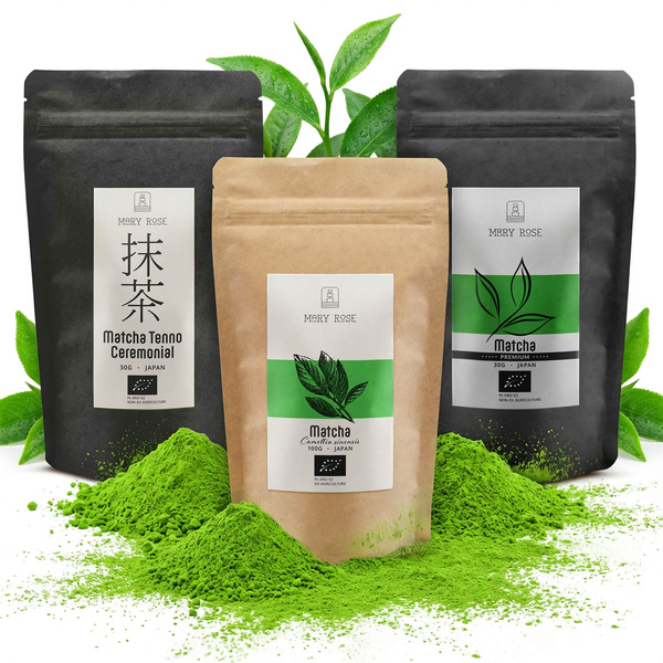 Sæt med 3 japanske økologiske matcha-teer: ceremoniel + premium + kulinarisk