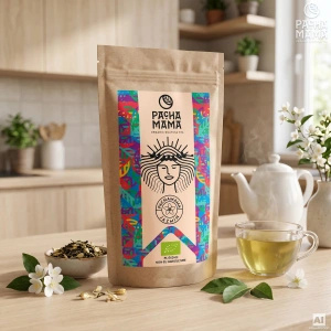 Sæt Guayusa Pachamama Jazmín 100g + Kalabas + Bombilla
