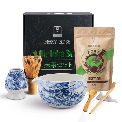Gavesæt: premium-matcha + matchawan + bambustilbehør