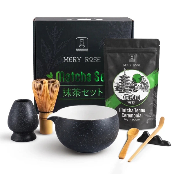 Gavesæt: japansk ceremoniel matcha + matchawan + bambustilbehør