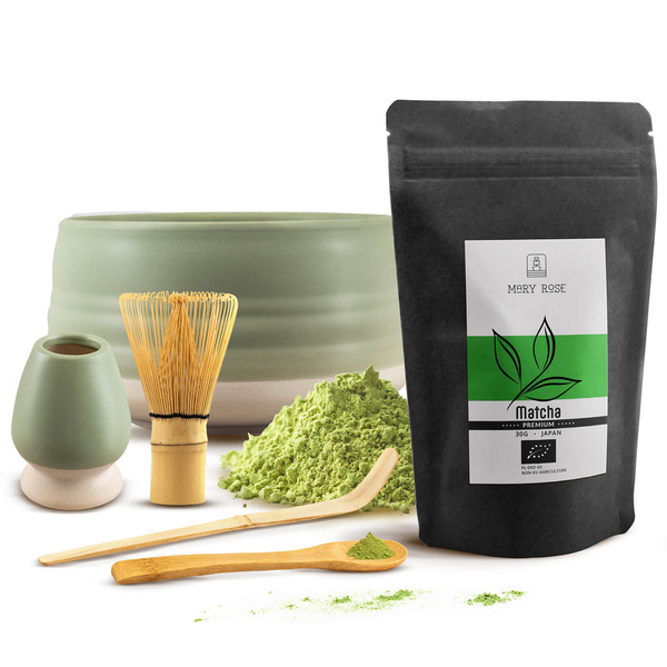 PREMIUM-sæt til brygning af matcha-te: japansk økologisk matcha 30g + tilbehør