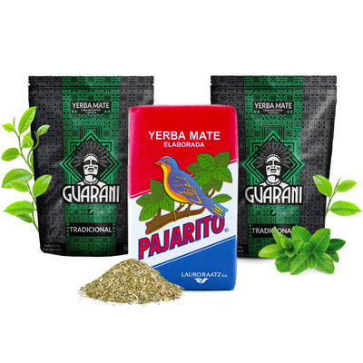 Yerba Mate Elaborada Sæt: 2x Guarani + 1x Pajarito