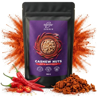 Nustino Crunch – Ristede cashewnødder – Hot & Bold Chilli 100 g