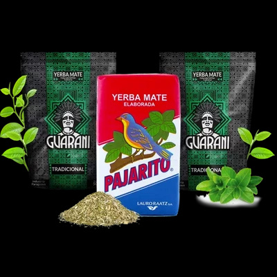 Yerba Mate Elaborada Sæt: 2x Guarani + 1x Pajarito