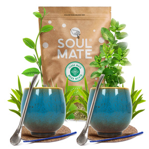 Yerba Mate Sæt Soul Mate 500g 0,5kg 2x Kalabas + 2x Bombilla
